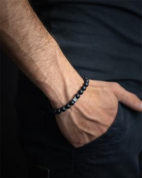 Preview: Armband mit 8 mm mattem Achatstein - Deep Mat Black